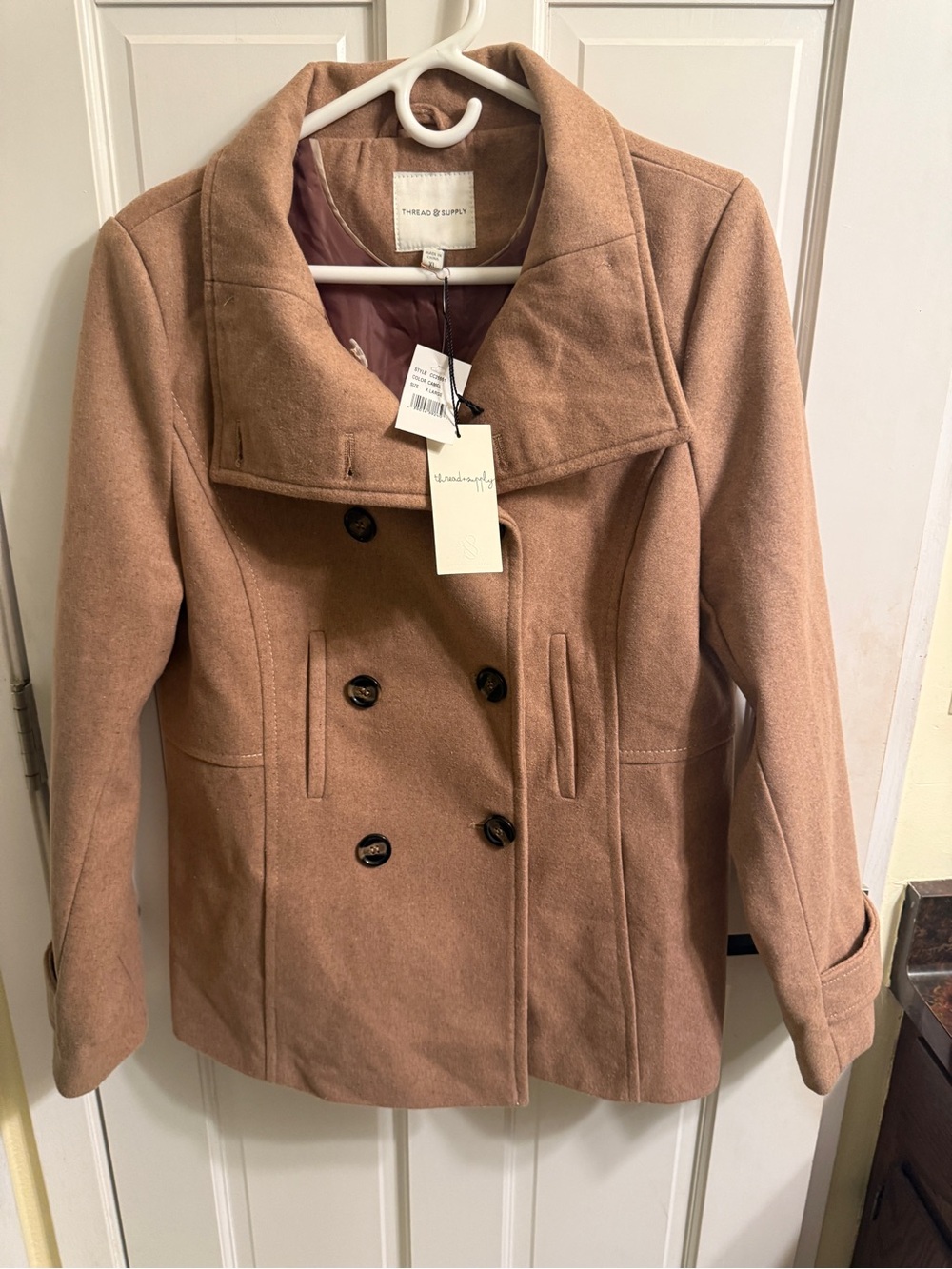 Thread & Supply Camel Pea Coat NWT